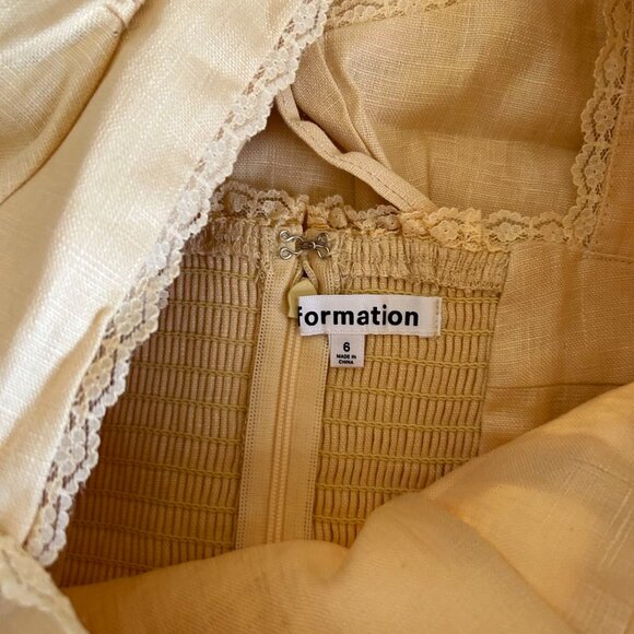 NWT Reformation Evianna Linen Mini Dress Sz6 Parmesan Yellow - Picture 5 of 6